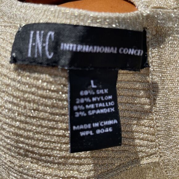 INC Gold Shimmer Tank Top Large Gold Sparkle Sheen Going Out Tank Top Large INC - Picture 9 of 15